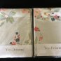 New Pair (2) Yves Delorme Boudoir Collection Standard Shams Cases Neutral Navy Blue Floral Cotton