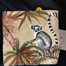 Iosis Yves Delorme Tapestry Jacquard Lemur Monkey Small Tote Makeup Bag Travel Pouch