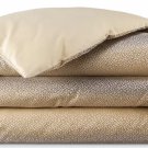 $550 Yves Delorme Ecrit de Loin Queen Duvet Cover Damask Animal Skin Exotic Light Gold Sateen France