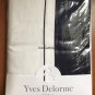 New Yves Delorme Queen Flat Sheet Lutece Marine Organic Cotton Sateen White Dark Navy Blue
