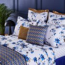 Yves Delorme Canopee Queen Duvet Cover & 2 EURO Shams Set White Blue Botanical Tree Art Deco France Yves Delorme Canopee Queen Duvet Cover & 2 EURO Shams Set White Blue Botanical Tree Art Deco France