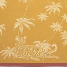 New Yves Delorme Tea Towel Leopard Palm Trees Cotton Jacquard Gold Yellow Multi France