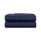$950 Yves Delorme Souvenir Marine King Coverlet 112x98 Quilt Bedspread Silk Cotton Navy Blue Italy