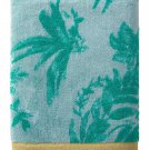 Yves Delorme Bath Towel 55x28" Alcazar Jacquard Tropical Floral Green Aqua France