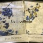 New Pair Yves Delorme Canopee 2 Standard Shams Set White Blue Foliage Tree Art Deco France