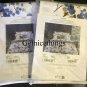 New Pair Yves Delorme Canopee 2 Standard Shams Set White Blue Foliage Tree Art Deco France