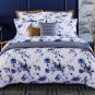 New Pair Yves Delorme Canopee 2 Standard Shams Set White Blue Foliage Tree Art Deco France