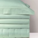 $450 Yves Delorme Triomphe Glace Queen Duvet Cover 92x92" Blue Green Sateen France