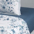 Yves Delorme Sylve King Fitted Sheet 79x79" Peacock Teal Blue White Wavey Graphic Organic Cotton Yves Delorme Sylve King Fitted Sheet 79x79" Peacock Teal Blue White Wavey Graphic Organic Cotton