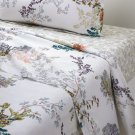 $310 Yves Delorme Naiades Queen Cotton Flat Sheet 94x116" Aquatic Plants White Multi France $310 Yves Delorme Naiades Queen Cotton Flat Sheet 94x116" Aquatic Plants White Multi France