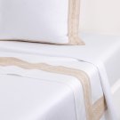 $595 Yves Delorme Joyau Queen Duvet Cover White Versailles Damask Border France