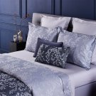$250 NWT Yves Delorme Estampe 2 Standard Shams Blue Jacquard Floral Silvery France
