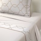 $270 New Pair (2) Yves Delorme King Shams Cases Palazzo Jacquard Graphics Dark Beige Sateen France $270 New Pair (2) Yves Delorme King Shams Cases Palazzo Jacquard Graphics Dark Beige Sateen France