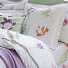 Yves Delorme Pele Mele 2 EURO Shams Pillowcases Beautiful Pastel Floral Solid White Cotton France