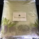 $930 Yves Delorme Mousson Counterpane Bed Cover Throw 100% Silk Tropical Landscape Green Purple