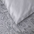 $595 New Yves Delorme FOULARD Queen Duvet Cover 92x92" Cashmire Paisley Reverse Grey Organic Sateen