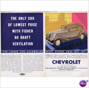 Chevrolet Master Coupe 1933 double page color ad E104