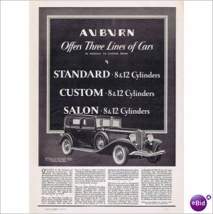 Auburn Salon automobile 1933 full page ad E125