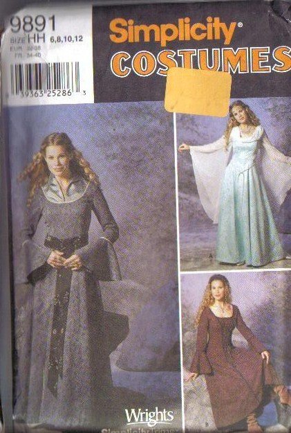 Simplicity Sewing Pattern 9891 Renaissance Medieval Costume Misses Size ...