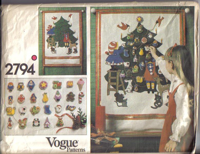 Vogue Sewing Pattern 2794 Christmas Advent Calendar & Ornaments