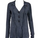 Ladies long sleeves Black stripe V neck Autumn Cardigan Size XL