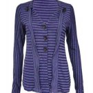 Ladies long sleeves Purple stripe V neck Autumn Cardigan