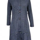 Ladies long sleeves Black stripe Round neck Autumn Cardigan Size XL