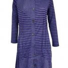 Ladies long sleeves Purple stripe Round neck Autumn Cardigan Size M