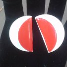 Vintage red and white metal earrings-1950's