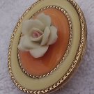 Vintage porcelain rose and enamel pin