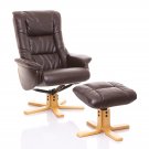 Shanghai Recliner Swivel Chair and Footstool Chocolate