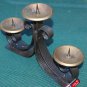 VINTAGE SOVIET RUSSIAN USSR DECORATIVE WHOLE METAL TRIPLE CANDLE HOLDER