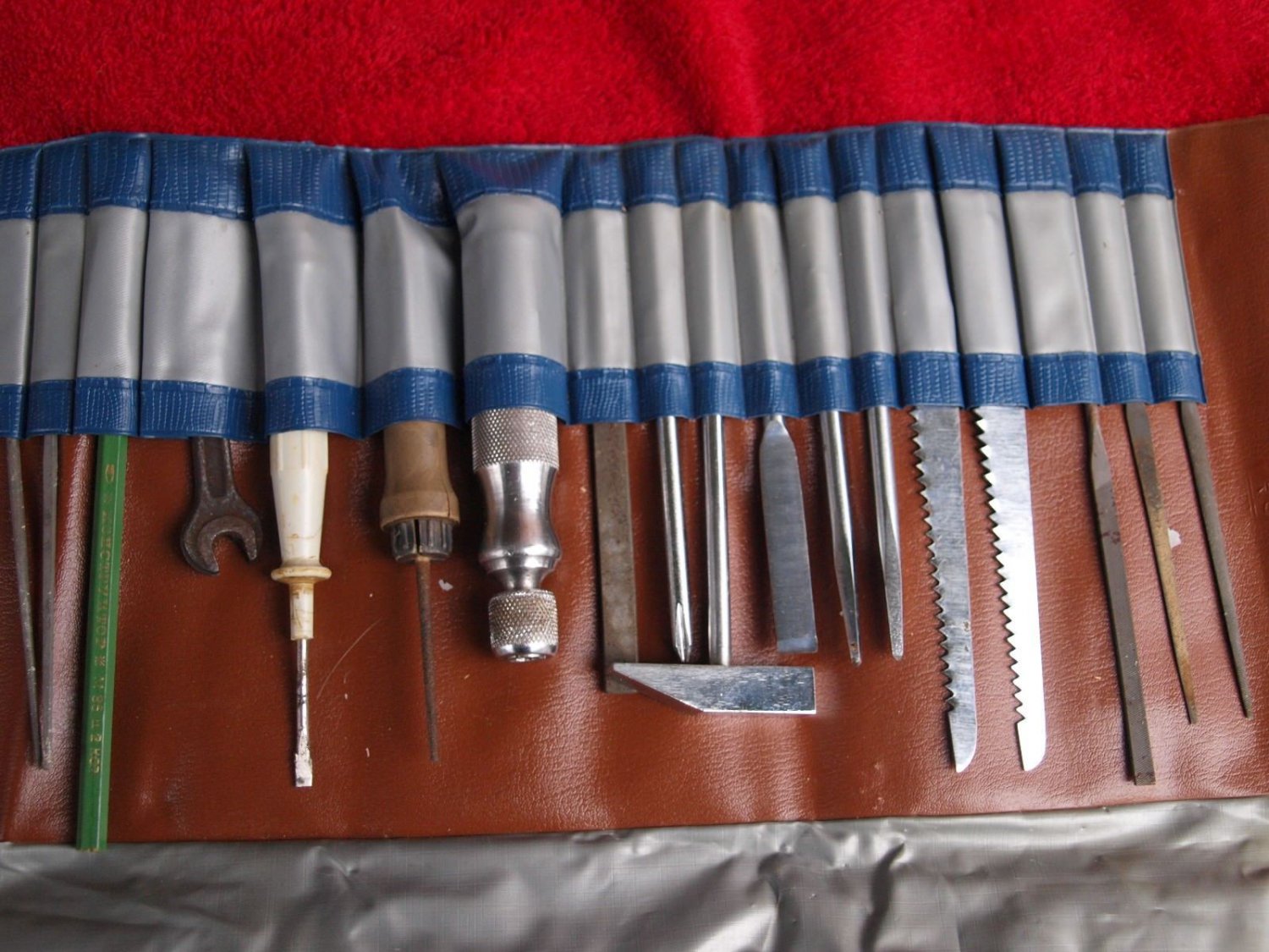 Vintage Original Soviet Russian Made In USSR Tool Kit Set In Roll Up Case