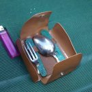RARE VINTAGE SOVIET USSR FOLDING STAINLESS EATING TOOLS SET & CASE1975