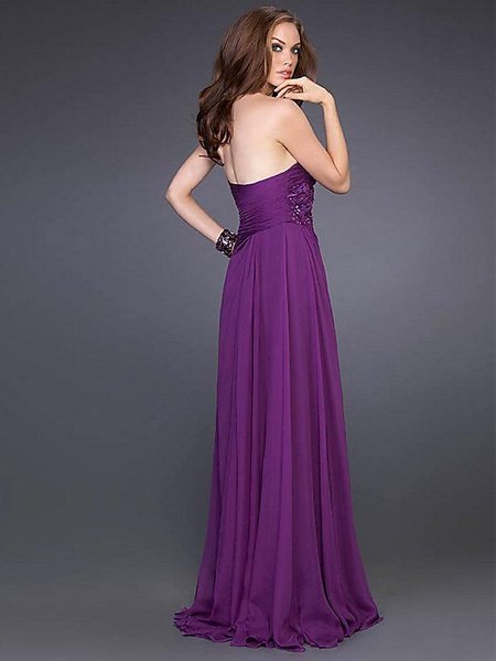 Purple Strapless Sweetheart Evening Dresses Prom Formal Party Gowns1204 