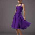 Short A-line Halter Purple Evening Dresses Bridesmaids Dresses Prom Formal Party Gowns MLB002