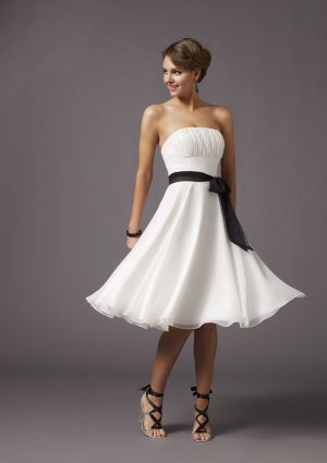 Simple Short A-line White Evening Dresses Bridesmaids Dresses Prom Formal Party Gowns MLB003