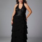 Plus Size Elegant Halter Long Black Evening Dresses Bridal Gown Prom Formal Party Gowns SC008