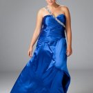Plus Size Elegant One Shoulder Long Blue Evening Dresses Bridal Prom Party Gowns SC009