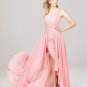 Elegant One Shoulder Fuchsia Chiffon Evening Prom Dresses Party Formal Bridal Gowns 132-18
