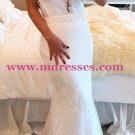 Mermaid Long White Lace Prom Evening Party Formal Dresses 16