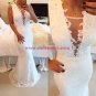 Mermaid Long White Lace Prom Evening Party Formal Dresses 16