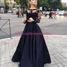 Long Sleeve Black Lace Wedding Party Prom Evening Party Formal Dresses 24