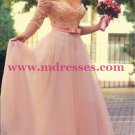 Long Pink Lace Off-the-Shoulder Half Sleeve Wedding Party Prom Evening Formal Dresses 38