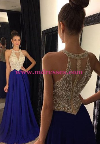 Beaded Long Red Chiffon Prom Evening Formal Dresses 78