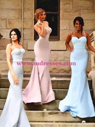 Trumpet/Mermaid Spaghetti Straps Long Prom Evening Formal Bridesmaid Dresses 82