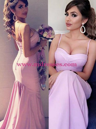 Trumpet/Mermaid Spaghetti Straps Long Prom Evening Formal Bridesmaid Dresses 83
