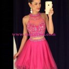 Two Pieces Hot Pink Beaded Prom Evening Formal Dresses 84