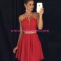 A-Line Short Beaded Chiffon Red Prom Evening Cocktail Homecoming Dresses 86