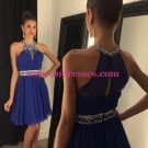 A-Line Short Beaded Chiffon Blue Prom Evening Cocktail Homecoming Dresses 87